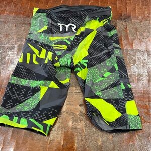 TYR Black and Neon Green Swim Shorts